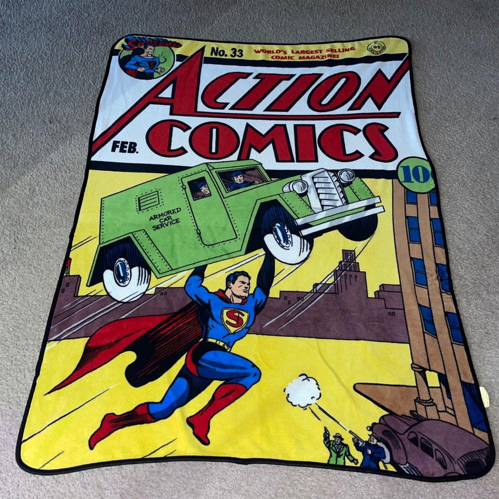 DC Comics Superman Action Comics No 1 Fleece Throw Blanket Toon Labs Ink‎ 43x60